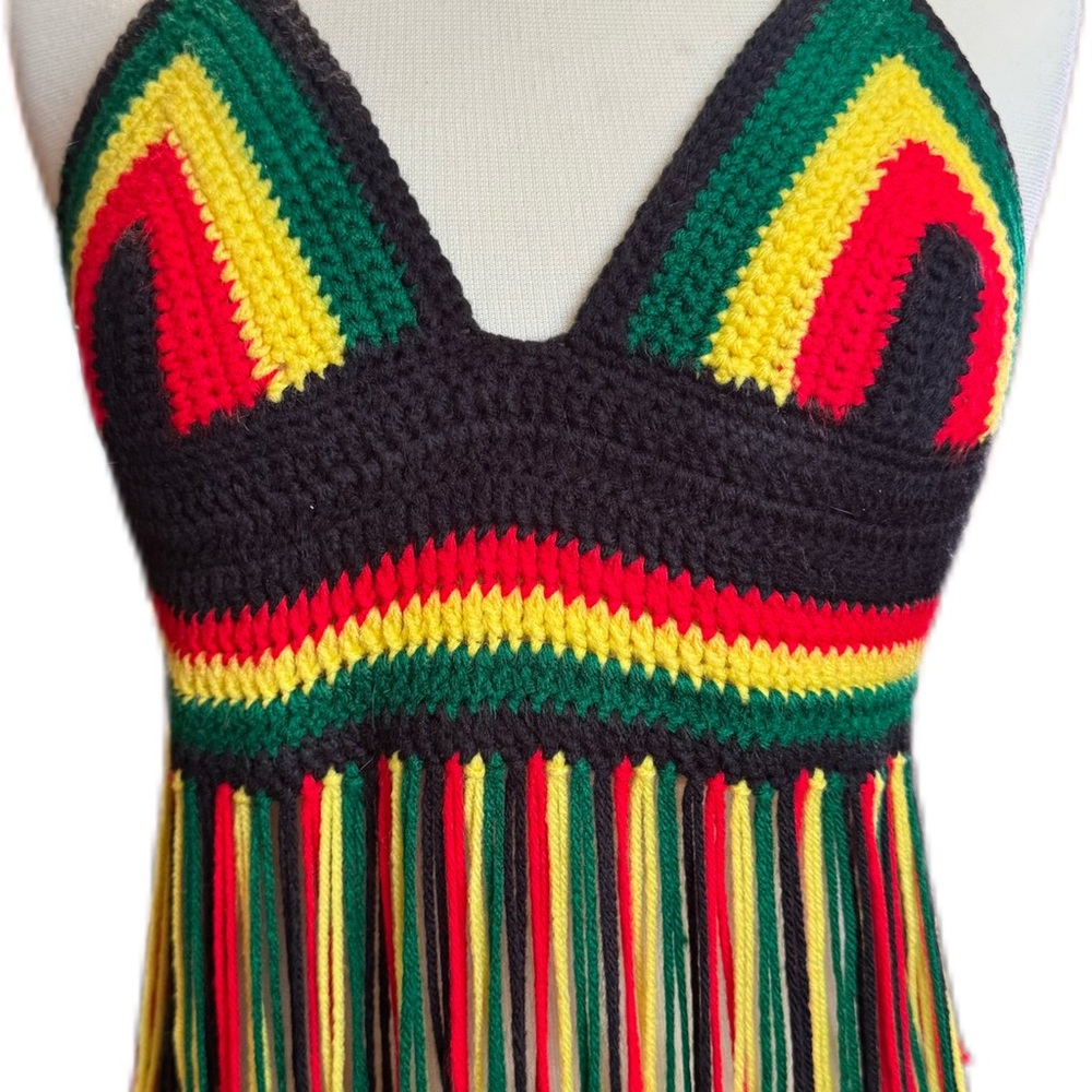 Rasta Fringe Handmade Crochet Halter Top